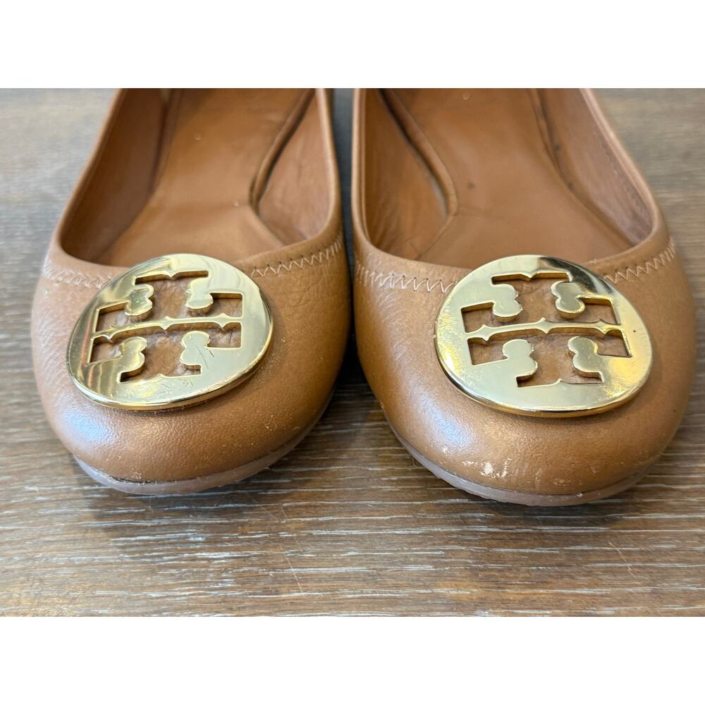 TORY BURCH Camel Reval Ballet Flat Women 7 Leather Flats light tan - Picture 3 of 8
